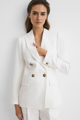 Hollie Double Breasted Linen Blazer from Reiss