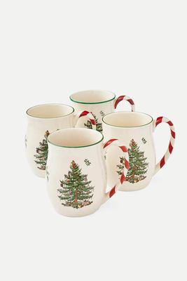 Christmas Tree Set of 4 Candy Cane Mugs