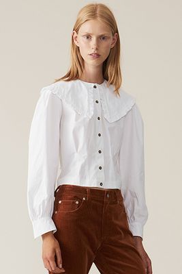 Plain Cotton Poplin Cropped Shirt