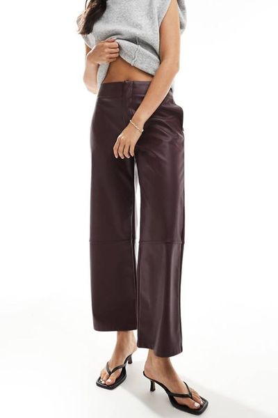   Faux Leather Cropped Trousers  from asos