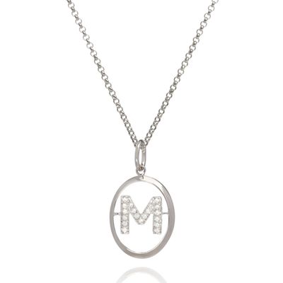 18ct White Gold Diamond Initial M Necklace