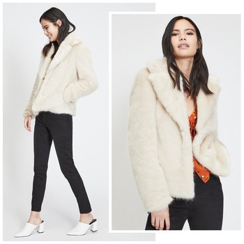 Cream Short Plush Faux Fur Coat, £57 (was £75)