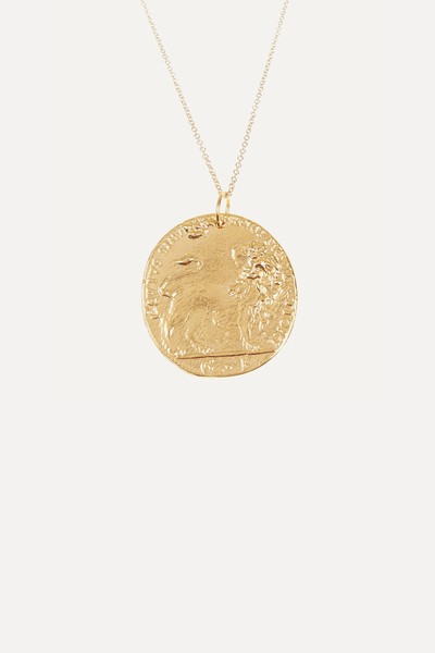 Gold-Plated Il Leone Medallion Necklace from Alighieri