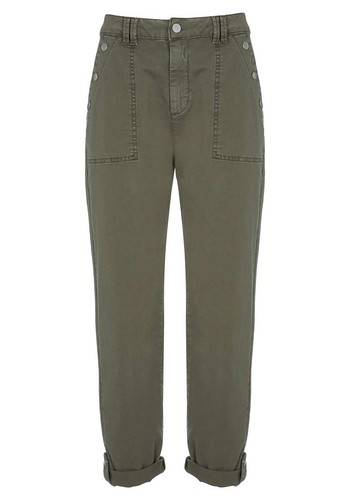 Khaki Popper Chino Trousers from Mint Velvet