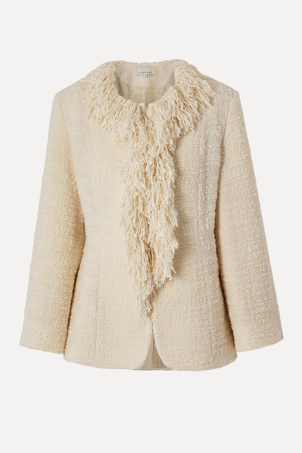 Trader Fringed Wool-Blend Bouclé-Tweed Jacket from LIBEROWE
