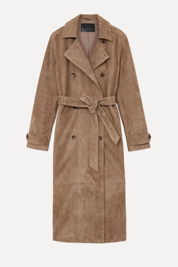 Ester Suede Double-Breasted Trench Coat
