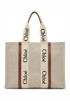 Off-White Large Cotton Woody Tote from Chloé
