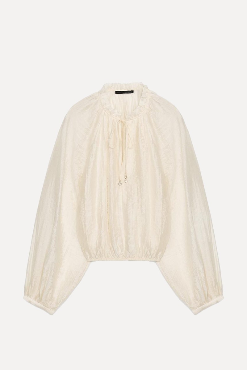 Flowing Blouse With Puff Sleeves