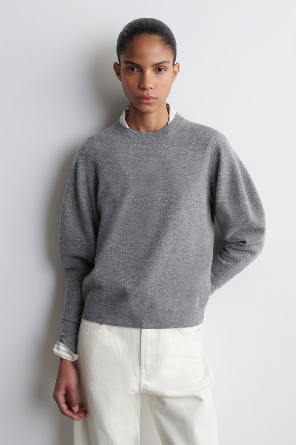 Balloon-Sleeve Merino Wool Jumper