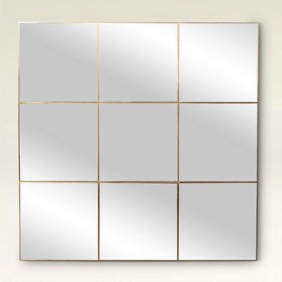Square Gold Window Pane Mirror Large from Oliver Bonas