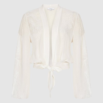 Ashley Embroidered Resortwear Tie Front Top from Reiss