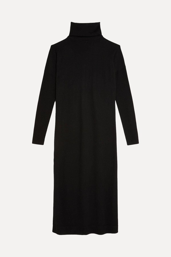 Merino Wool Relaxed Fit Roll Neck Knit Midaxi Dress from Karen Millen