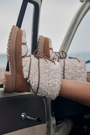 Tan Suede Borg Snow Boots from Mint Velvet