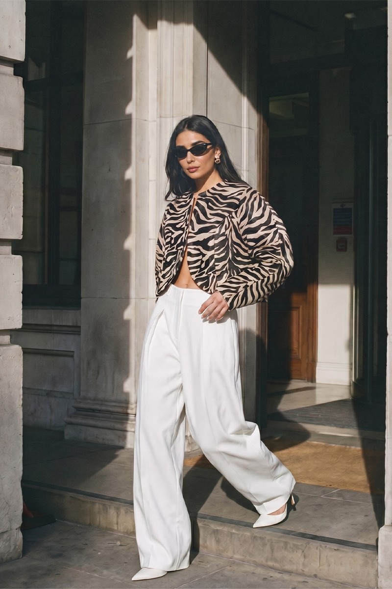 Zebra Hair On Leather Jacket from River Island
