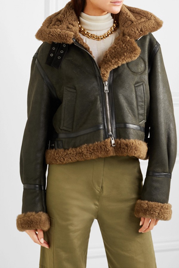 Cropped Hooded Shearling Jacket from Chloé