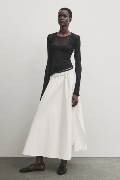 Voluminous Poplin Midi Skirt  from Massimo Dutti