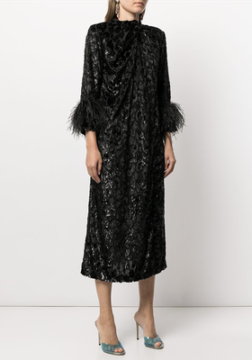 Fujiko Feather-Trimmed Midi Dress from 16Arlington