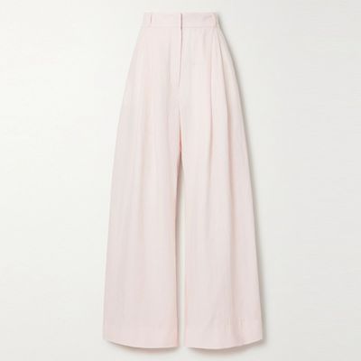 Molly Pleated Linen Wide-Leg Pants from Three Graces London
