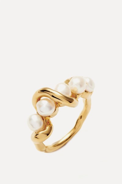 Molten Pearl Twisted Stacking Ring from Missoma