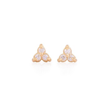 Victorian Lucky Clover Leaf Diamond Stud Earrings