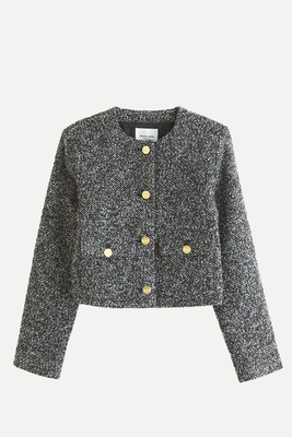 Collarless Textured Jacket from Abercrombie & Fitch