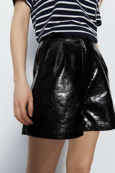 Crackle Faux Leather Shorts from Warehouse