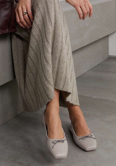 Bead-Embellished Leather Ballet Flats from Brunello Cucinelli