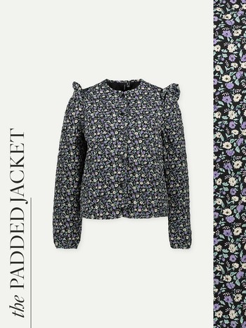 Black Floral Padded Jacket