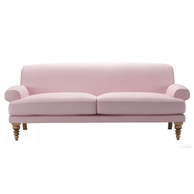 Saturday Sofa In Powder Pink Brushed Linen Cotton 