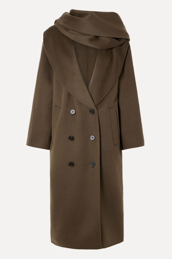 Double-Breasted Scarf-Detailed Layered Wool Coat from RÓhe