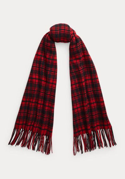 Fringe Plaid Wool Scarf from Ralph Lauren