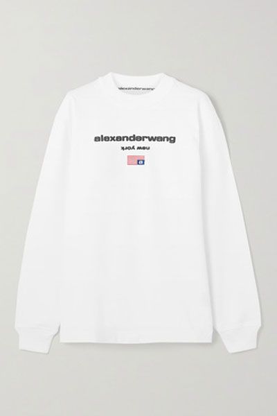 Oversized Embroidered Printed Cotton-Jersey Top from Alexander Wang