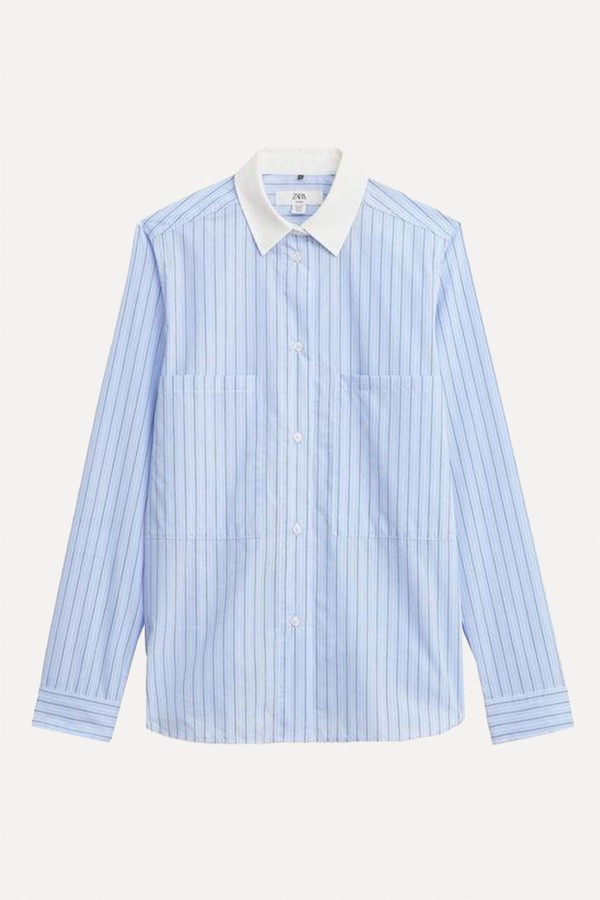 Limited Edition Striped Shirt With Contrast Collar from Zara