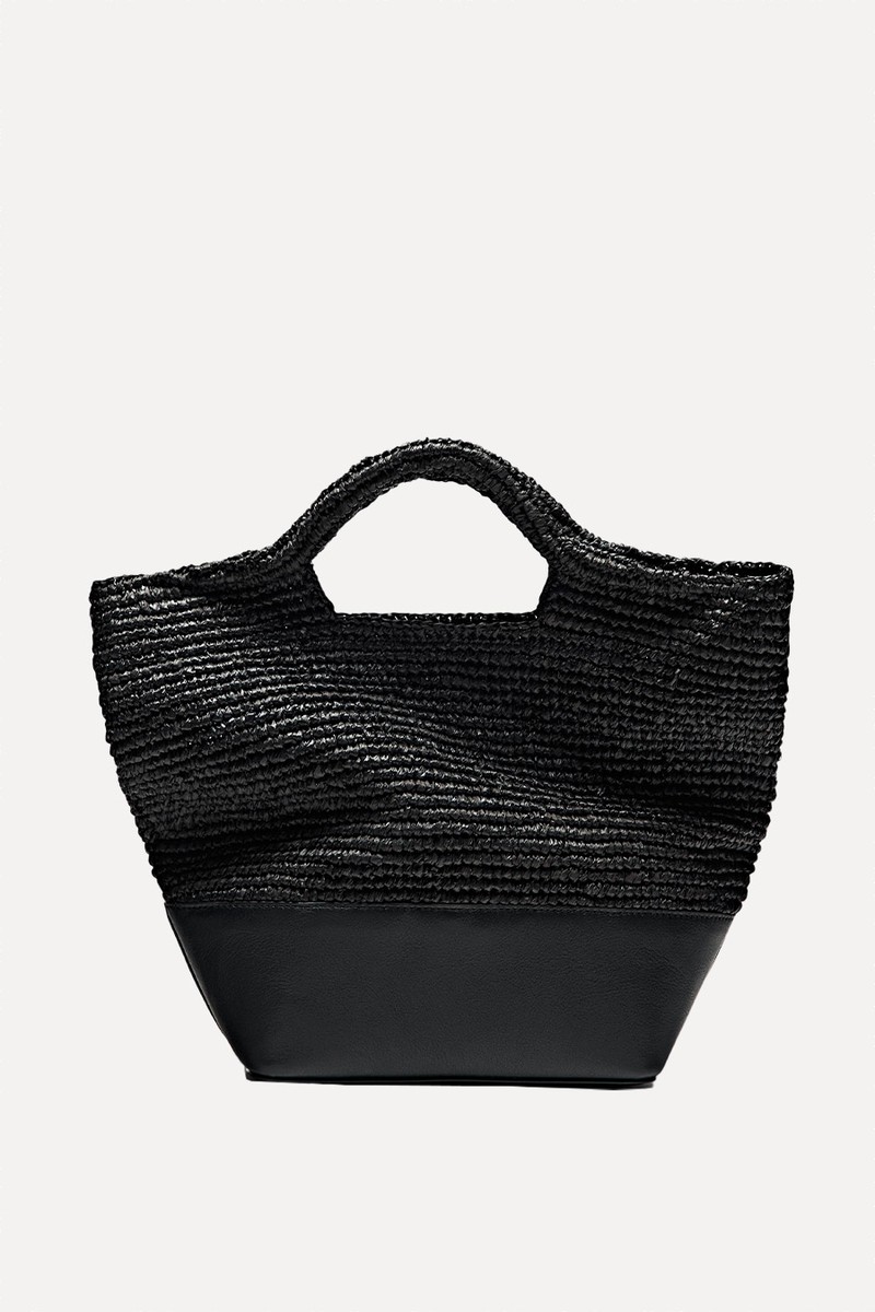 Natural Raffia Bag With Leather Base from MASSIMO DUTTI