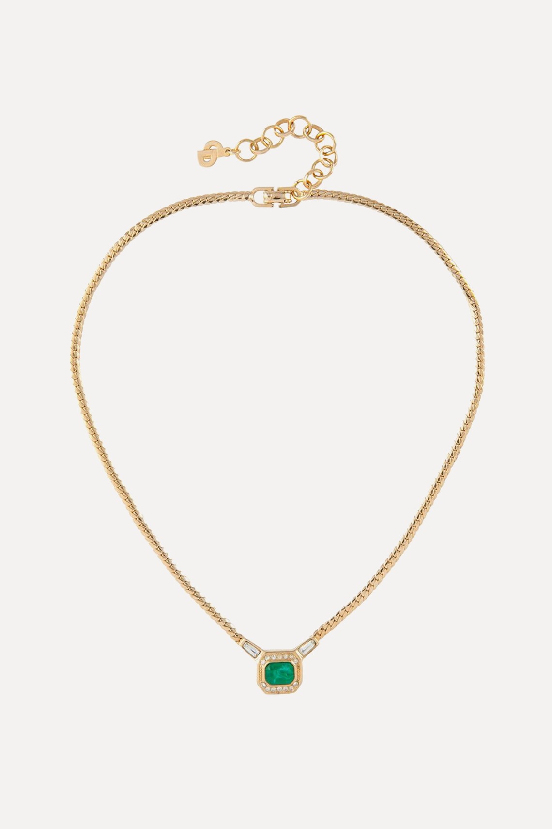 1980s Vintage Faux Emerald Necklace from Christian Dior