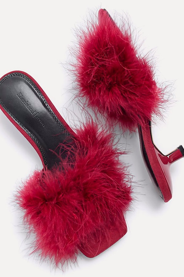 Feather Kitten Heel Mules from River Island