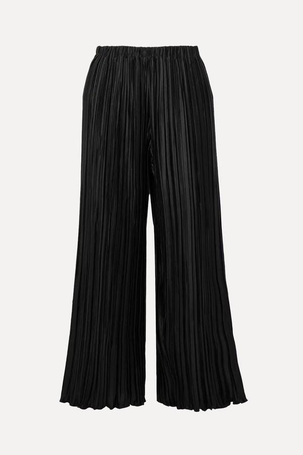 Stacie Cropped Plissé-Satin Wide-Leg Pants from Cult Gaia
