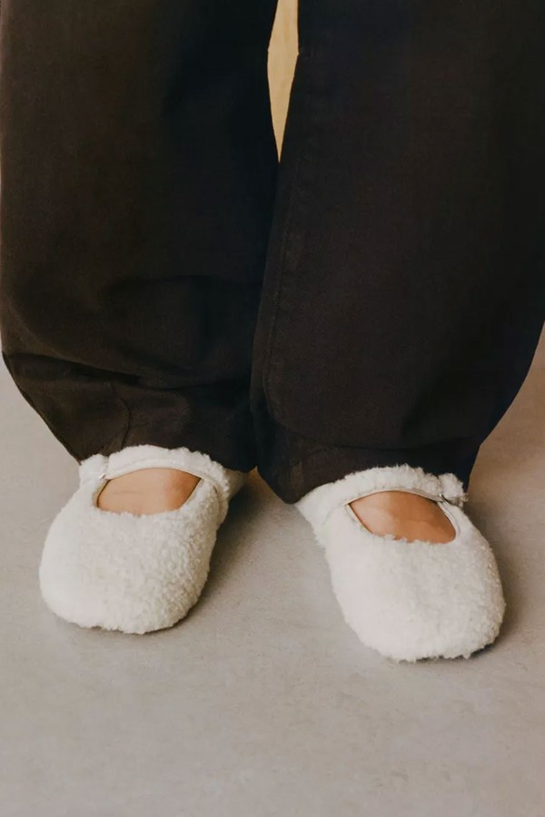 Faux Shearling Ballet Flats from Zara