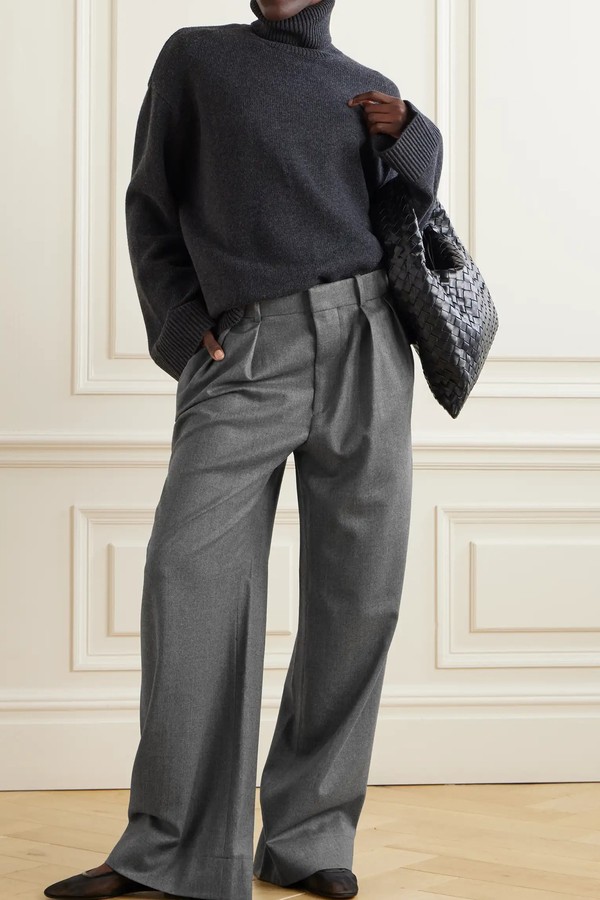 Wool-Flannel Wide-Leg Pants from WARDROBE.NYC