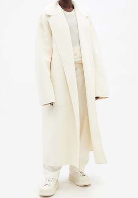 Exaggerated Shoulder Wool-Blend Coat