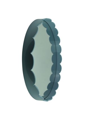 Pale Denim Blue Medium Scallop Round Mirror