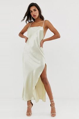 Maxi Dress in High Shine Satin with Strappy Back from ASOS Design