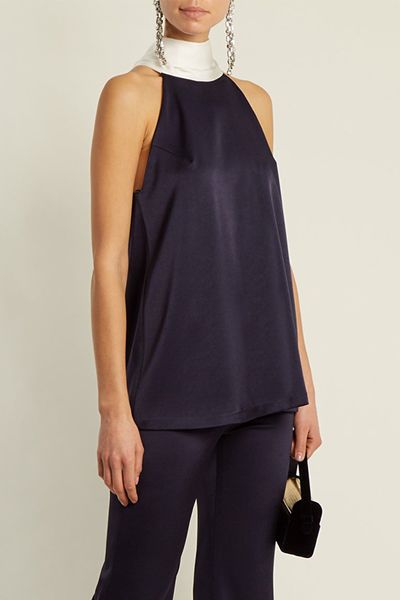 Tie Neck Crepe Back Satin Top from Galvan