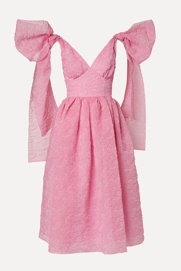 Satin Embossed Bowtie Shoulder Maxi Dress from Erdem