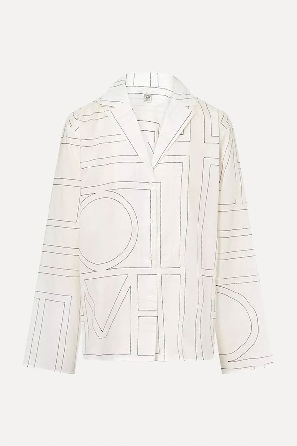 Monogram Spread-Collar Cotton-Blend Shirt from Toteme