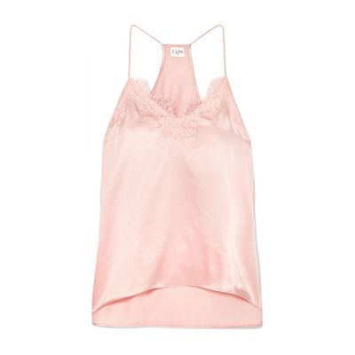 The Racer Lace-Trimmed Silk-Charmeuse Camisole from Cami NYC