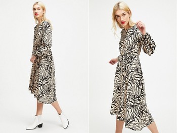 Zebra Print Midi Dress