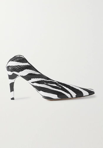 Zebra-Print Textured-Leather Pumps from Bottega Veneta