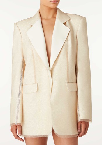 Cloud Silk Blend Rhinestone Embellished Blazer from Nué