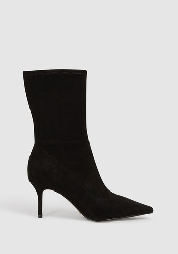 Pointed Kitten Heel Suede Boots